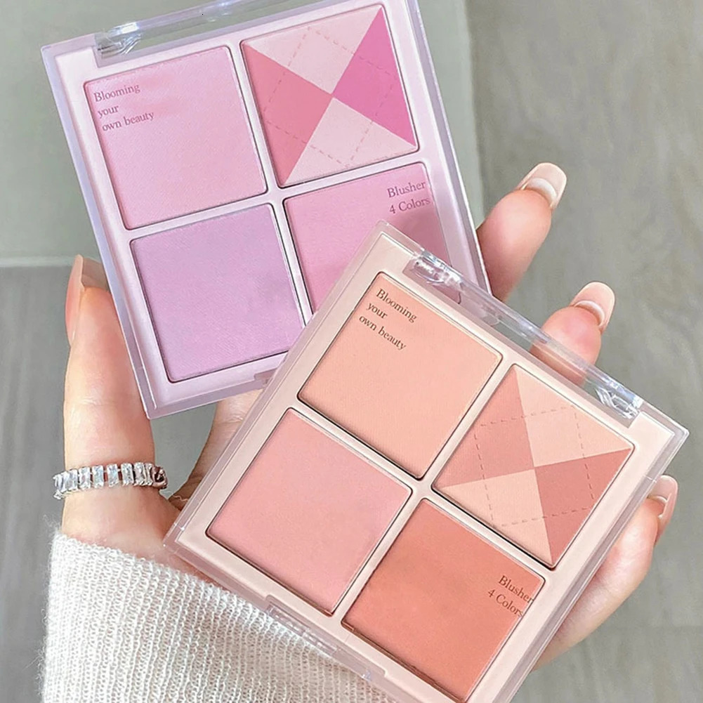 Blush Palette Powder 4 Color Blush Shades Matte Natural Glow Long-Lasting Pigment Face Blusher Girls Women Cosmetics 240624