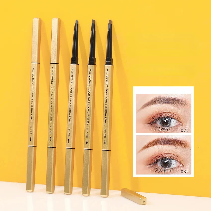 Small Gold Stick Eyebrow Pencil Double-headed Eyebrow Pencil Extremely Thin Three-dimensional and Lasting Non-smudged Triangular 240625