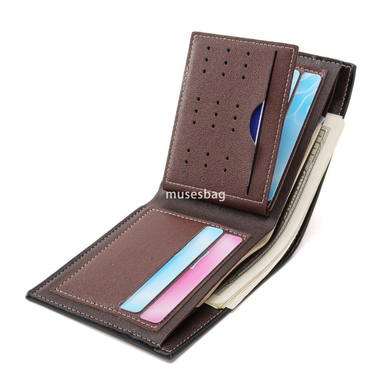 High quality men's fashionable and atmospheric classic retro wallet leisure and practical multi-functional two fold short horizontal car stitchin