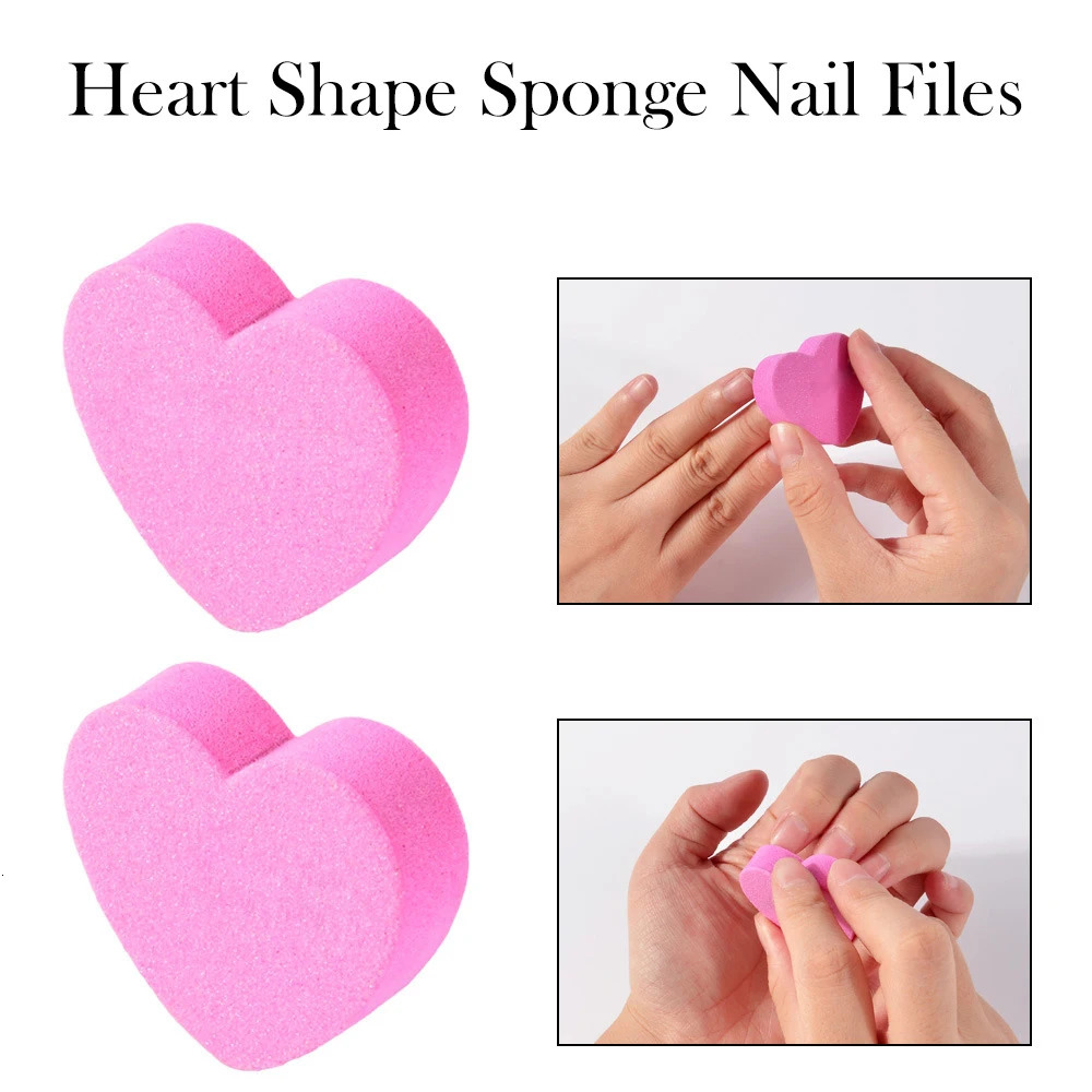 1pc5pcs10pcs Heart Sponge Nail Files Blocks 180240 Double-sided Polishing Sanding Buffer Washable Sandpaper Manicure Tools 240625