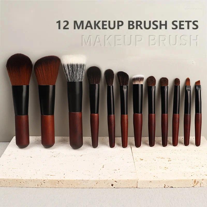 Makeup Brushes 12PCS Mini Portable Brush Set Super Soft Animal Hair Good Powder Sticking Effect Travel