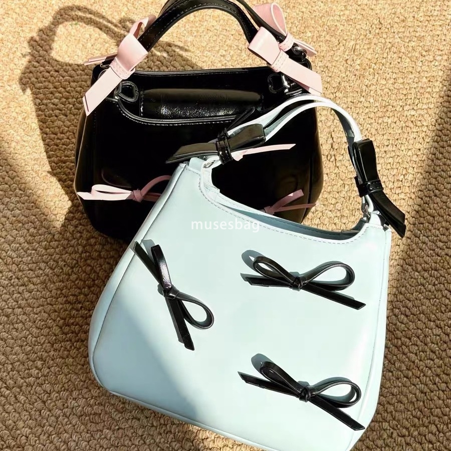 Street trend niche design ballet style bow carrying crossbody bag new sweet girl bucket vegetable basket bag commuting shoulder bag handbag