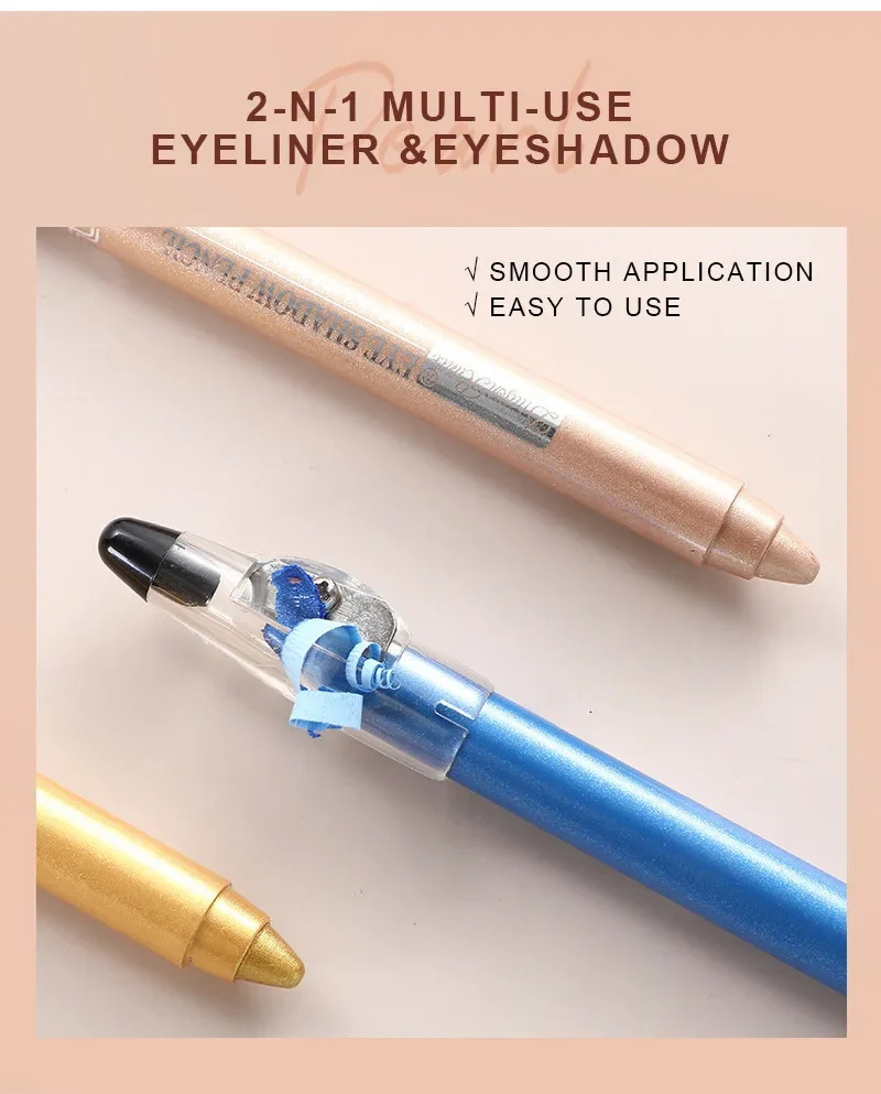 Pearlescent Eyeshadow Pen Lying Silkworm Eyeliner Pencil with Sharpener Matte Waterproof Eye Shadow Stick Eyes Makeup Cosmetics 240624
