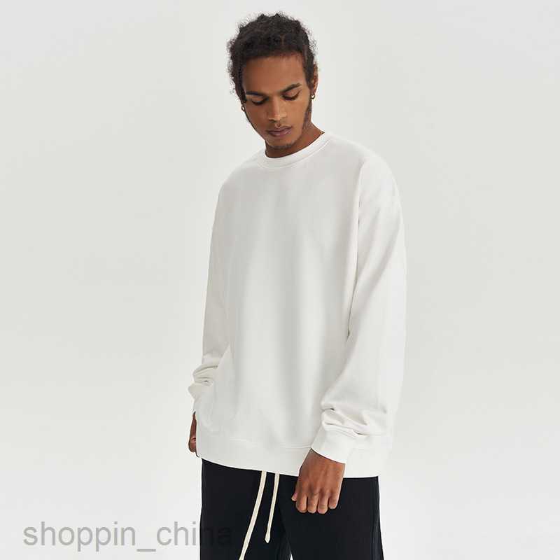 Men's Hoodies Sweatshirts Autumn/Winter New 450G Terry Solid Round Neck Mens Sweater Thickened Fashion Brand Loose