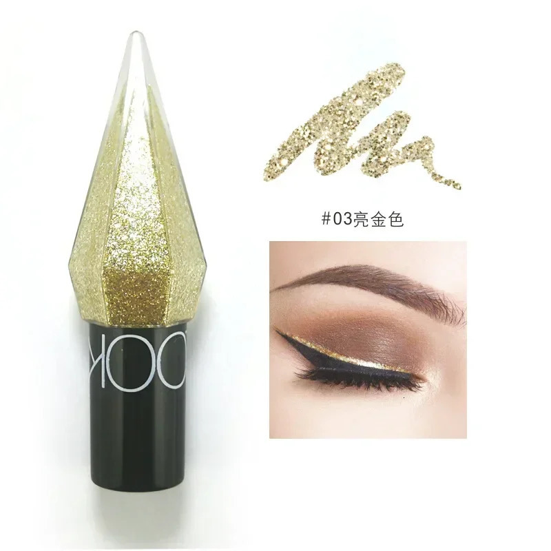 Shiny Silver Eyeliner Eyeshadow Waterproof Diamond Rose Gold Color Glitter Sequins Eyeliner Eye Shadow Makeup Beauty Cosmetics 240624