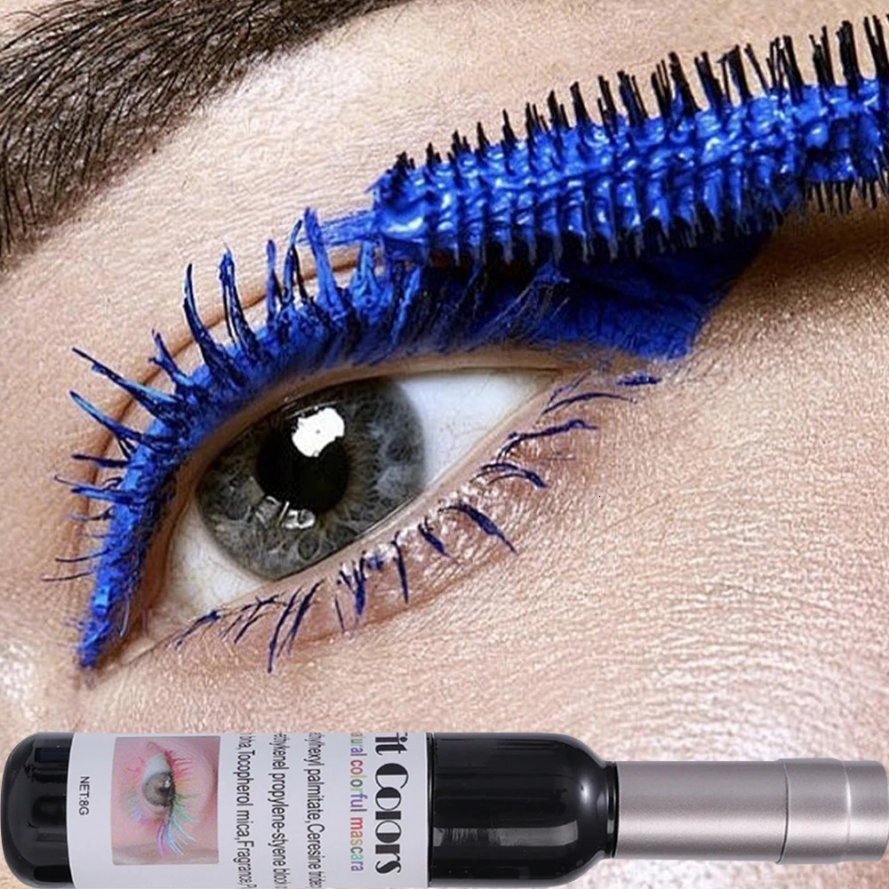 Wine Bottle 5D Silk Fiber Mascara Colorful Waterproof Lasting Curling Thick Blue Purple Pink Eyelashes Extension Mascara Makeup 240625