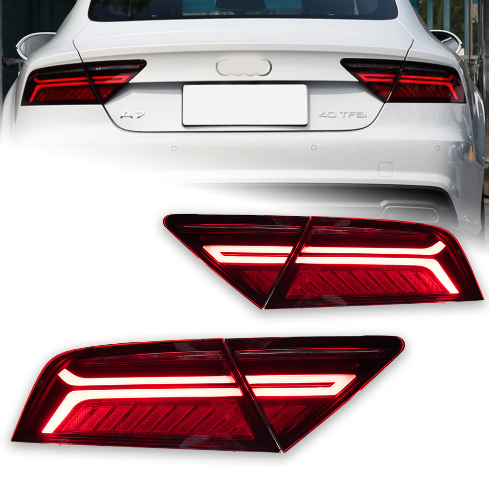 For Audi A7 Tail Lights 20 11-20 18 RS7 LED Taillight Assembly Rear Tail Stop Light Brake Lamp Dynamic Steering Light