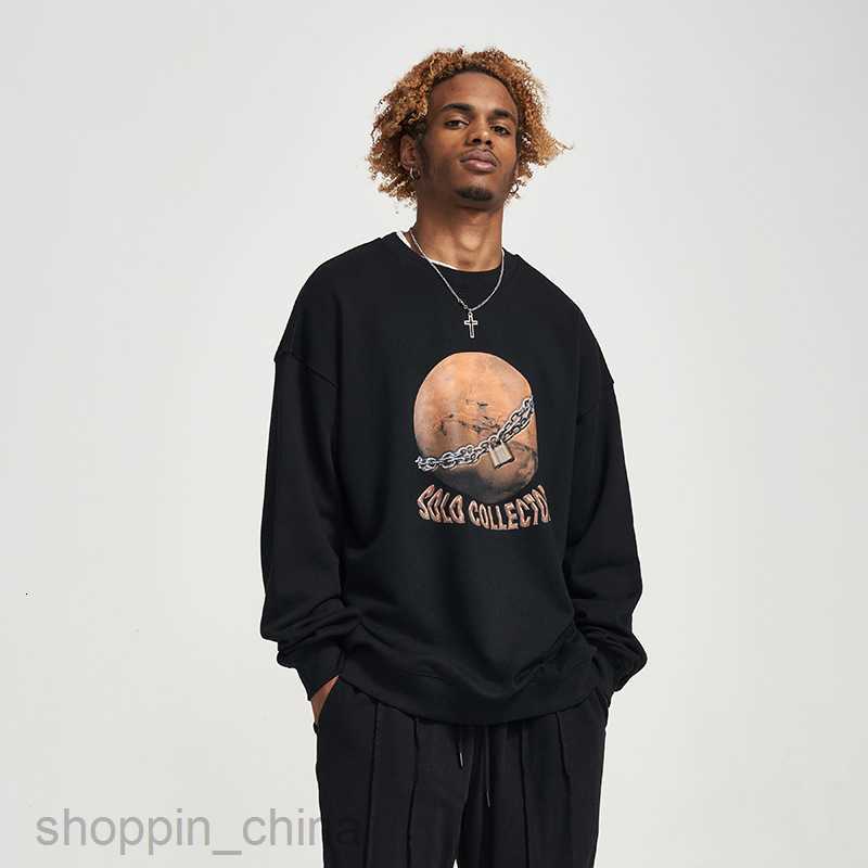 Men's Hoodies Sweatshirts Men's clothing spring style personalized blockade planet sweater letter casual round neck loose men sweater