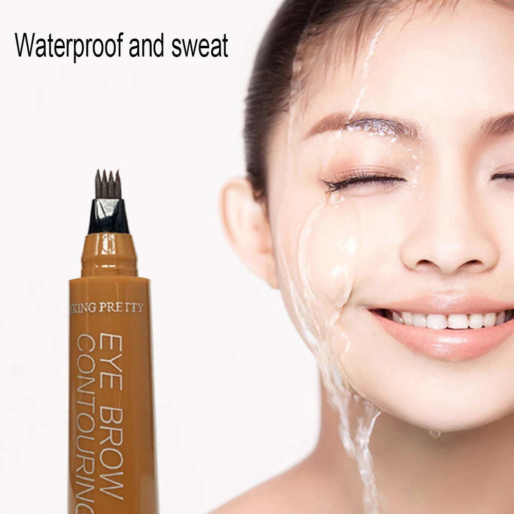5 Colors Eyebrow Pen Waterproof Fork Tip 4 Points Eyebrow Tattoo Pencil Long Lasting Professional Fine Sketch Liquid Brow Pencil 240625