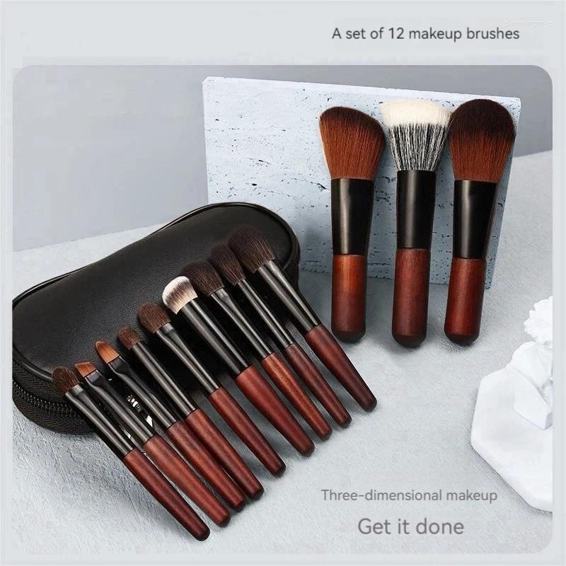 Makeup Brushes 12PCS Mini Portable Brush Set Super Soft Animal Hair Good Powder Sticking Effect Travel