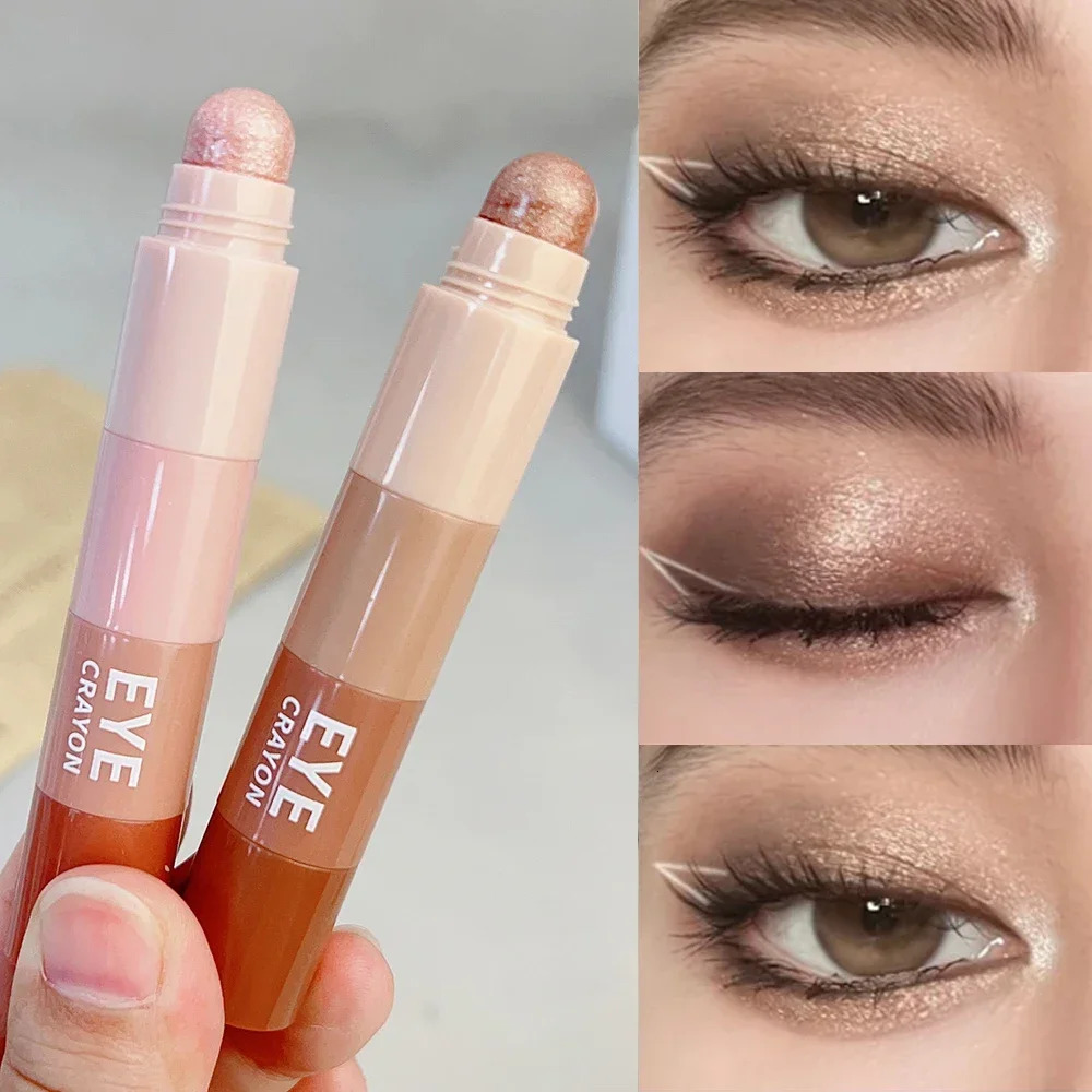 4 In 1 Pearlescent Highlighter Eyeshadow Stick Makeup Waterproof Lasting Glitter Eye Shadow Eyeliner Stick Eyes Makeup Cosmetics 240624