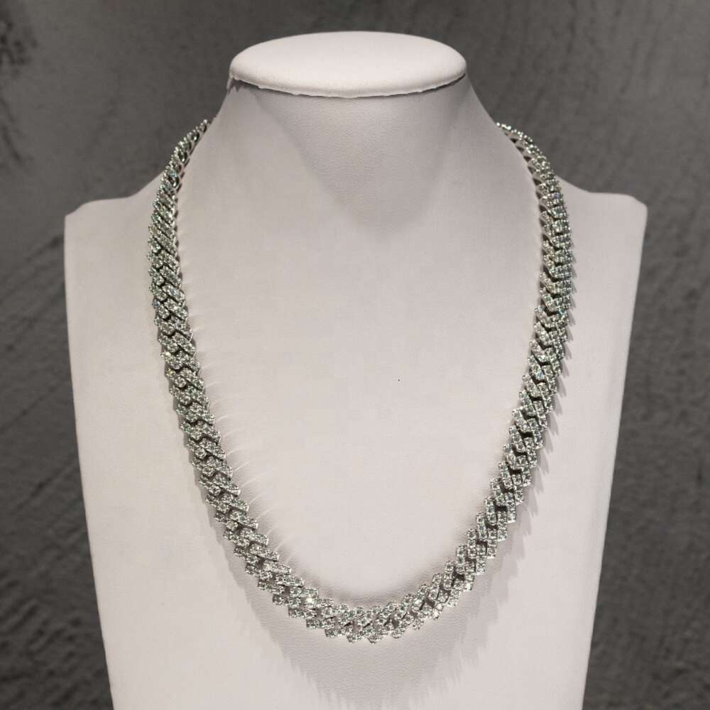 Personal Custom Hip Hop Jewelry Sterg Sier 10mm Iced Out Vvs Cuban k Moissanite Chain Necklace for Men