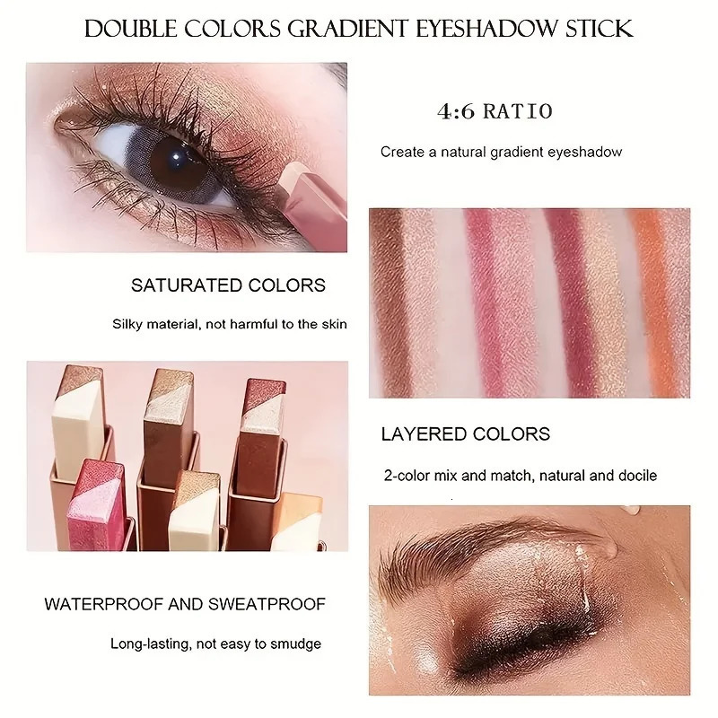 Two Color Gradient Eye Shadow Stick Three Dimensional Natural Without Taking Off Makeup 240624