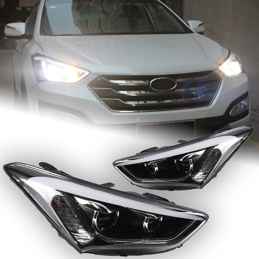 Car Light for Hyundai IX45 Headlights 2013-20 16 New Santa Fe Headlight Assembly Upgrade Signal Lamp Accessories