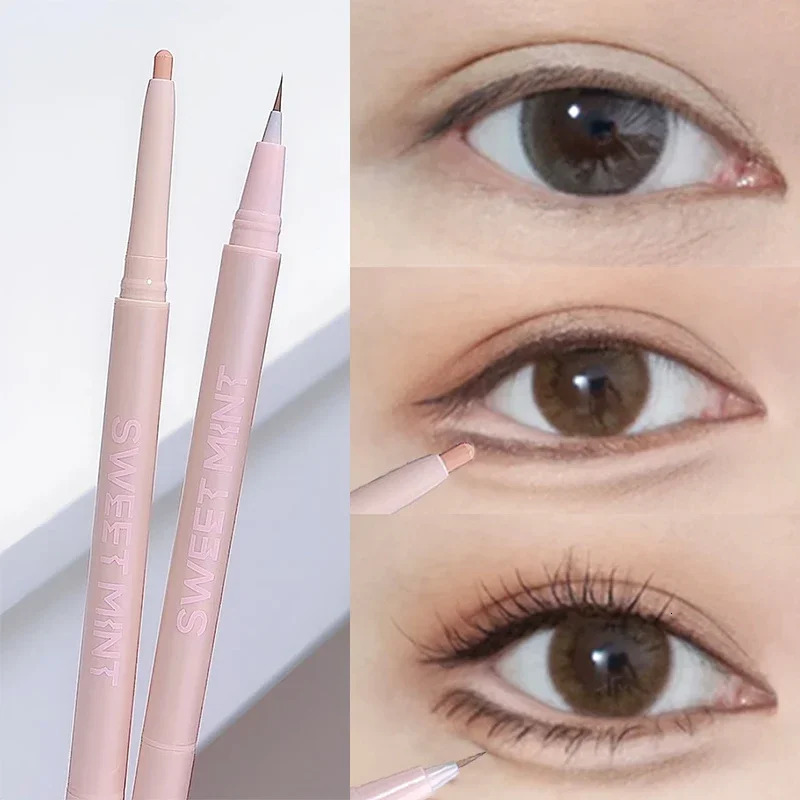 Double Head Matte Pink Lying Silkworm Pen Waterproof Lasting Natural Glitter Eyeshadow Pencil Korean Makeup Cosmetic 240624