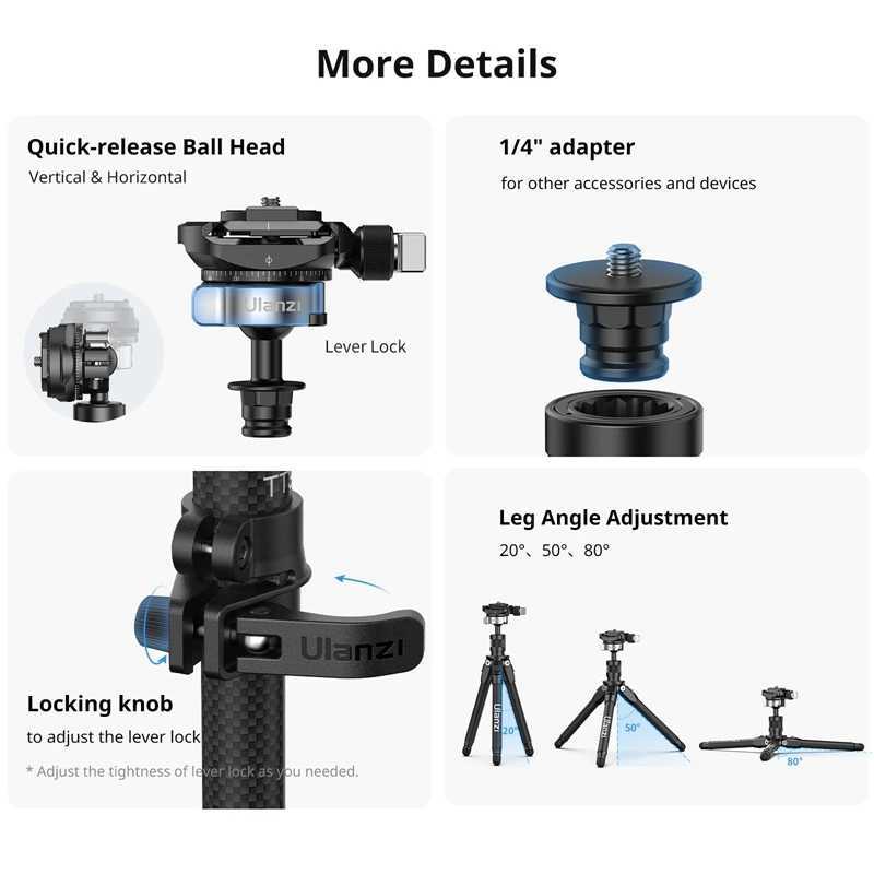 Tripods Ulanzi TT35 Kit Quick Release Single Leg Self Stick Mini Tripod for Outdoor Hiking Shooting