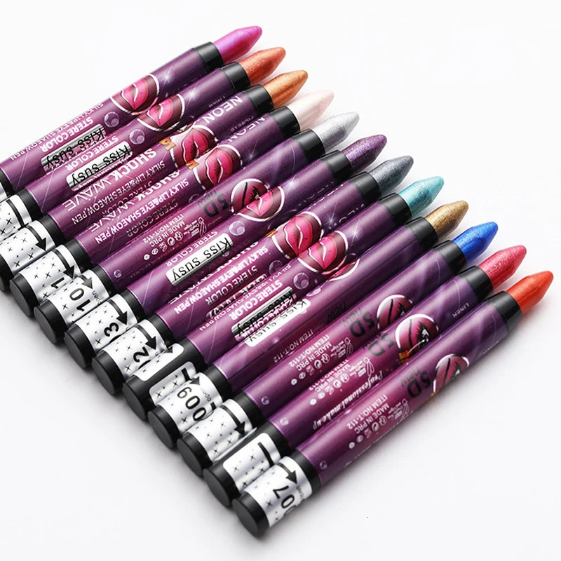 2 In 1 Glitter Eyeshadow Lipstick Pencil Stick Waterproof Pearl Silkworm Eye Shadow Pen Long-lasting Eyeshadow Make Up Cosmetic 240624