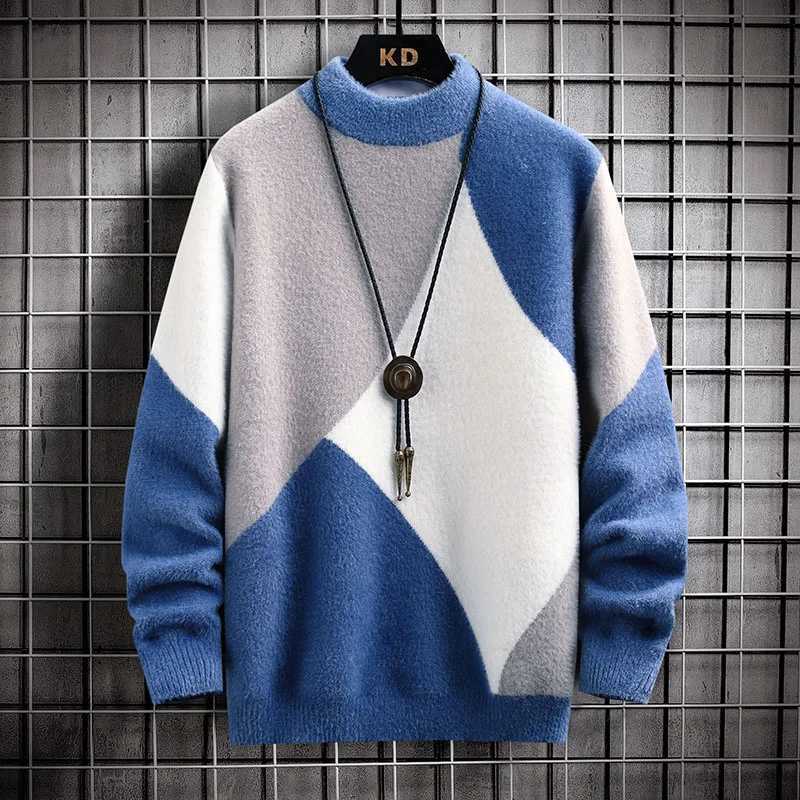 Men's Sweaters Autumn Winter O Neck Kint Pullovers Men Argyle Casaul Sweater Loose Knitted Fashion Strtwear Warm Pullover Sweaters Man Y240622GM7