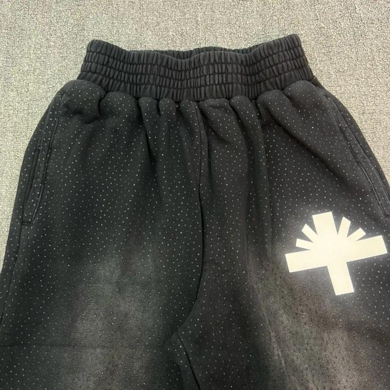Mens Pants Fasion Tie-dyed Diamonds Vertabrae Sweatpants Men Women Black Jogger Sweat Terry Trousers