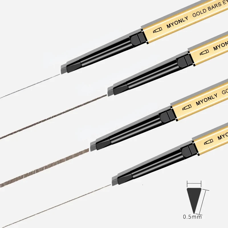 Small Gold Stick Eyebrow Pencil Double-headed Eyebrow Pencil Extremely Thin Three-dimensional and Lasting Non-smudged Triangular 240625