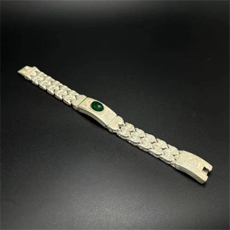 Mai ChuangTibetan Silver Ethnic Style Retro Doing Old Inlaid Gemstone Bracelet Bangle Men AndWomen Fine Jewelry Fashion Gift 240624