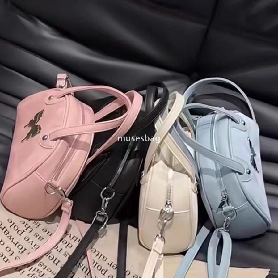 Street trend niche design high-quality soft leather bag women's new cute butterfly design Boston bag high-end feel handheld commuting diagonal cr