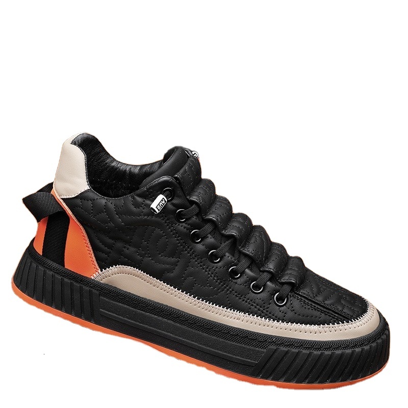 New fashionable breathable thick soled men's running white sports and leisure Men's board shoes