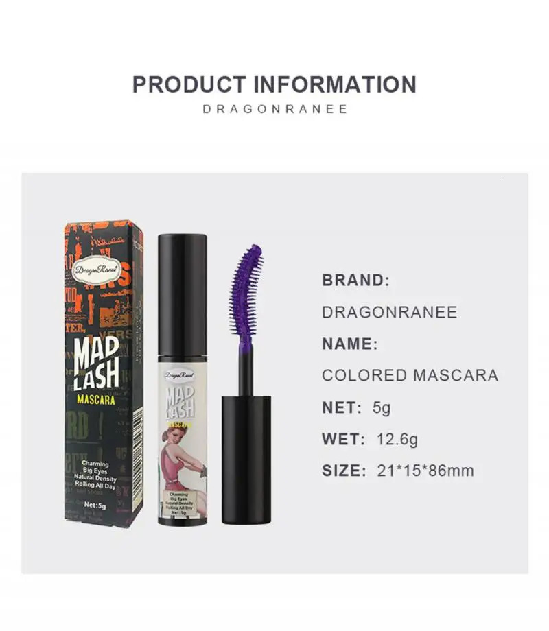 DRAGON RANEE Mascara European American Makeup Style Color Mascara Thick And Easy To Color Eyelash Brushes Eye Cosmetics Tools 240625
