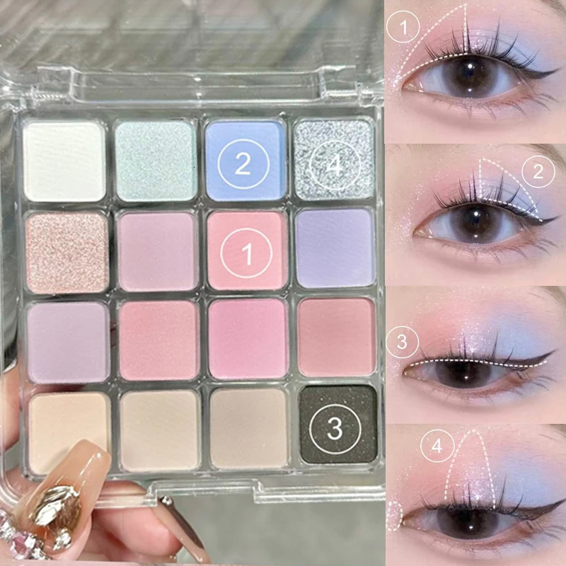 16 Colors Eyeshadow Palette Pearlescent Matte Low Saturation Waterproof Glitter Eye Shadow Lasting Eyes Makeup Korean Cosmetics 240624