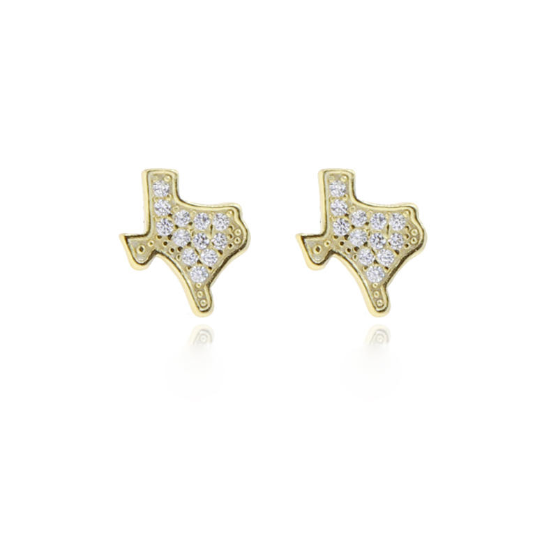 Gold Color Cz Stud Earrings | 2024 Trendy Classic Sterg Sier Map Shaped Jewelry for Women