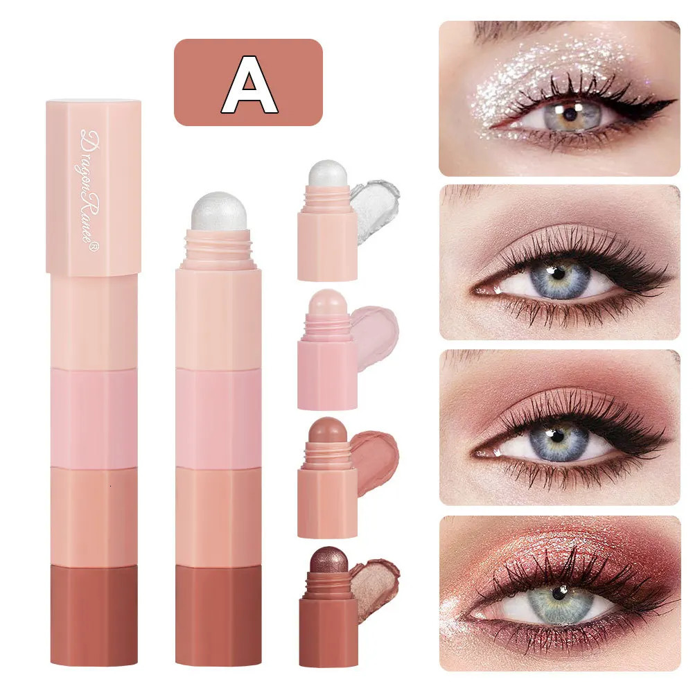 Lazy Man Eye Shadow Pen Waterproof non-blooming High-gloss Silkworm Sleeping Pen Pearlescent Four-section Eye Shadow Stick suit 240624