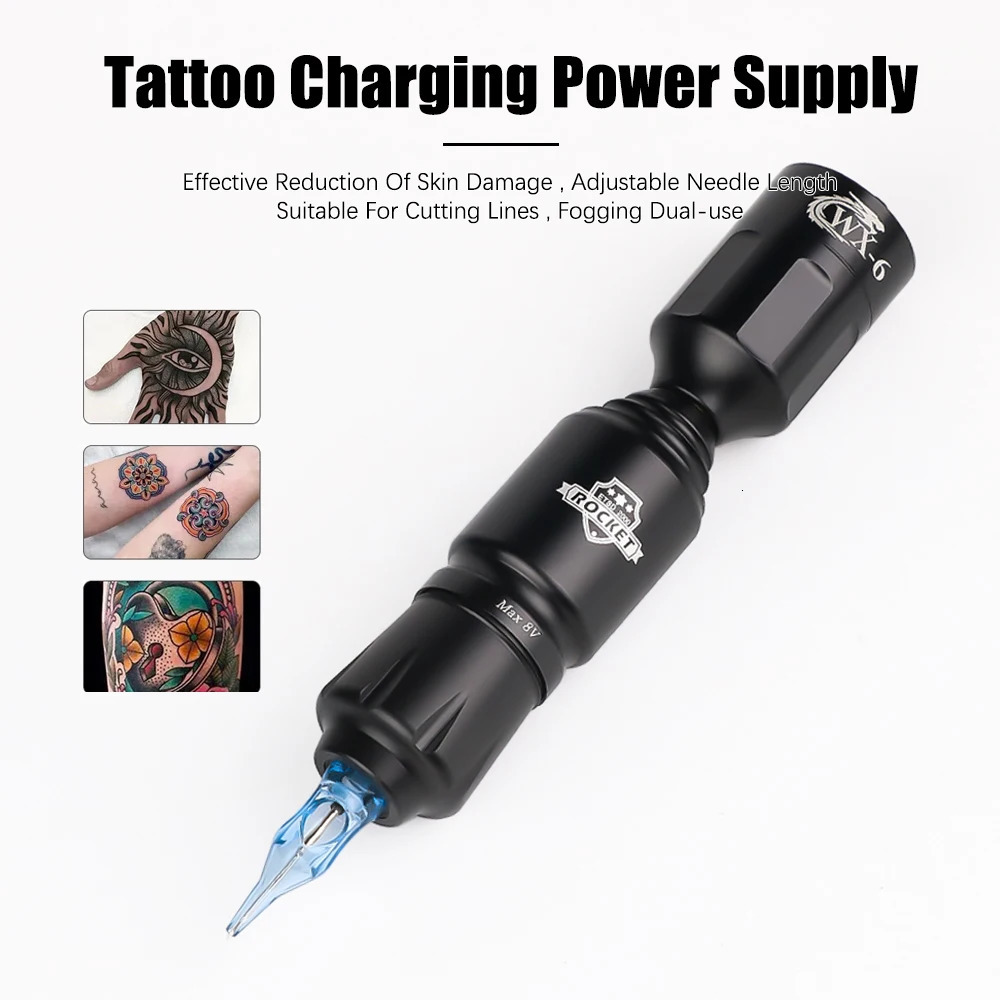 Rocket Mini Tattoo Machine Kit RCA Jack Rotary Tattoo Pen 1300 mAh Wireless Tattoo Battery Power Supply For Beginner Tattoo Sets 240710