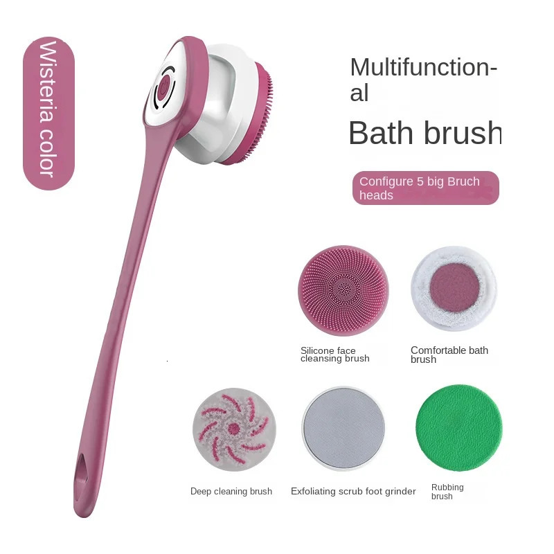 Silicone Body Scrubber Electric Shower Brush Cordless USBcharge Bath Washing Silicon Back Massage Foot Exfoliating Skin Friendly 240624