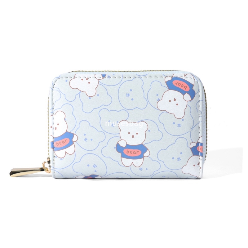 Fashionable Women's Designer Classic Vintage Zipper Mini Cute Cartoon Cute Bear Lightweight and Practical Multi functional Multi Card Position Or