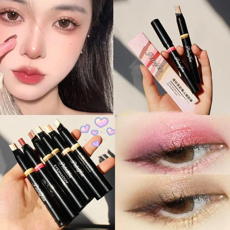 Double Color Eyeshadow Stick Gradient Shimmer Color Eye Shadow Cream Pen Eye Makeup Cosmetic Eyeshadow Stick Korean Makeup 240624