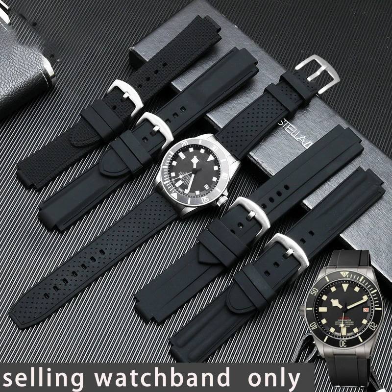 Convex mouth silicone watchband for the imperial Pelago Tomahawk 25600 25500 series watch strap impeap mens wristband 22mm belt 240618