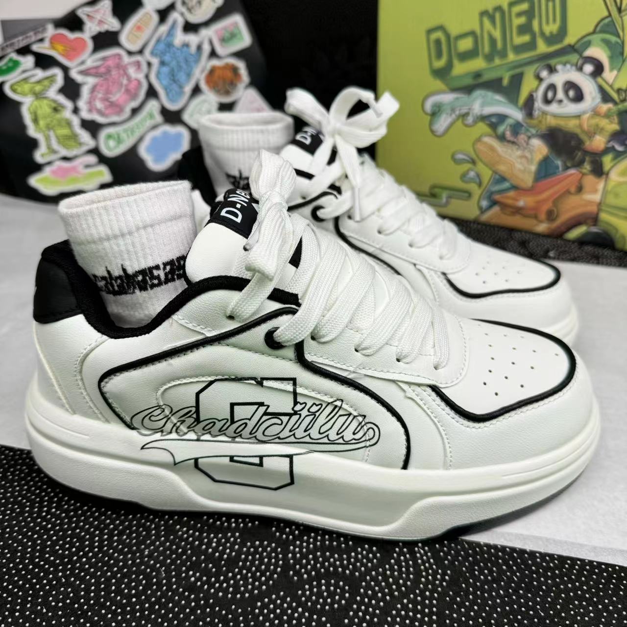 Women Ddmysports Men Trendy Casual Low Top Thick Sole New Design Sense White Versatile Athleisure Shoes Black Free Shipping Outdoor