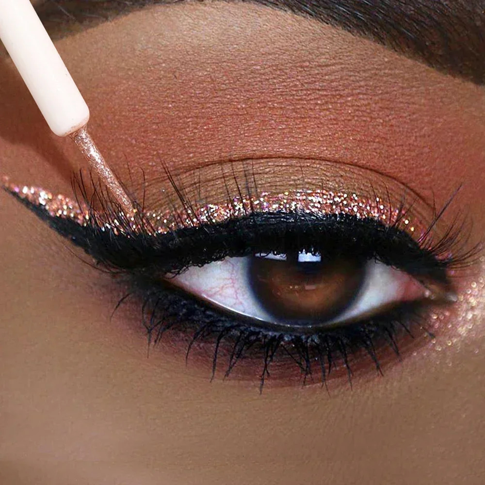 Shiny Silver Eyeliner Eyeshadow Waterproof Diamond Rose Gold Color Glitter Sequins Eyeliner Eye Shadow Makeup Beauty Cosmetics 240624