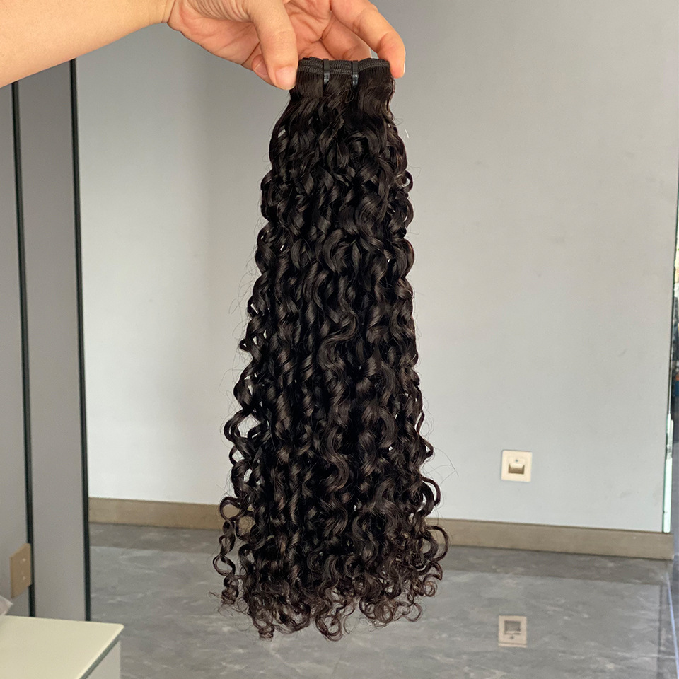Natural Black Brazilian Double Wefts 100% Human Hair Extensions Deep Wave Kinky One Piece/lot 10-26inch Bundle Curly