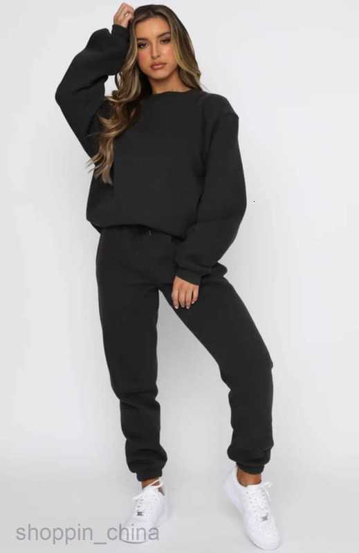 Women's Tracksuits Autumn and winter solid color round neck Pullover trousers women's fashion leisure long sleeve sweater set new products S