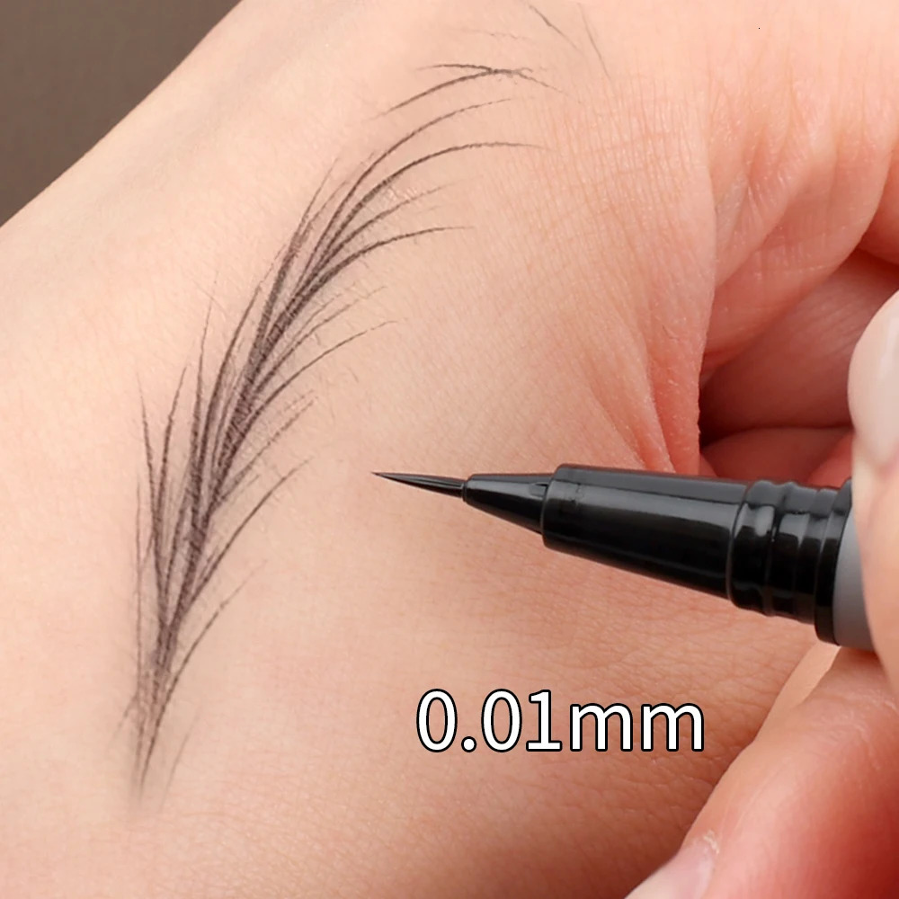 Lasting Liquid Eyebrow Pencil 0.01mm Ultra-fine Outline Lying Silkworm Eyeliner Waterproof Non-smudge Smooth Eyebrow Tattoo Pen 240625