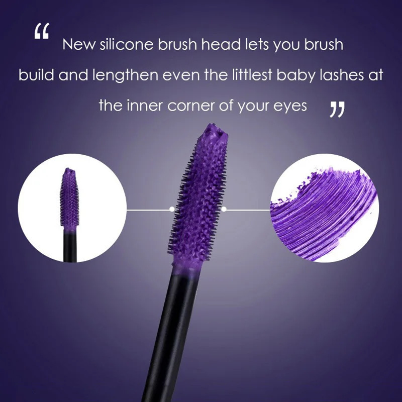 5D Purple Blue Mascara Long-lasting Non-smudged Curling Styling Eyelash Paste Large Head Brush Thick Lashes Extension Cosmetics 240624