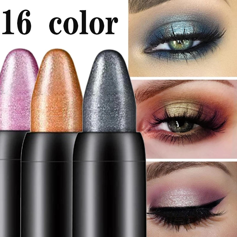 16 Color Highlighter Eyeshadow Pencil Waterproof Glitter Matte Nude Eye Shadow Makeup Pigment Cosmetics Eyeliner Eye Shadow Pen 240624