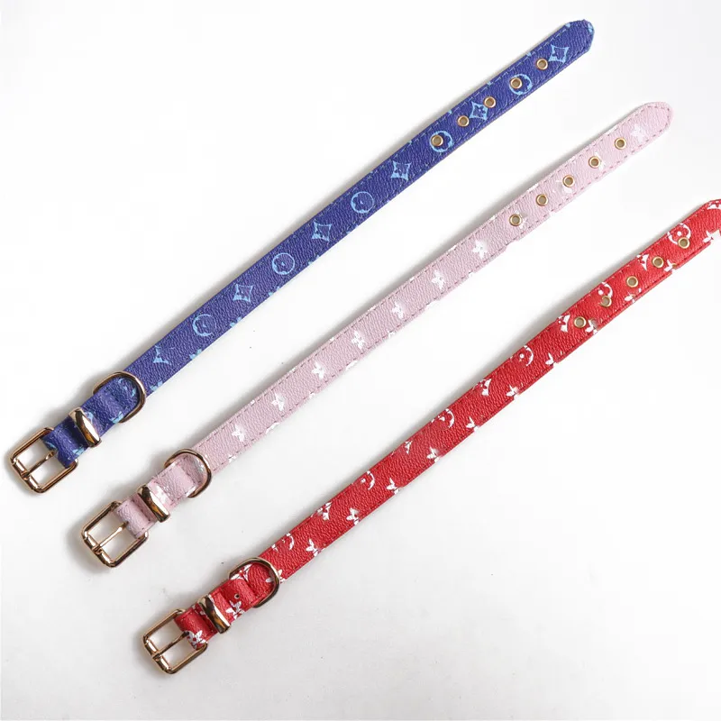 Leather Material Dog Classic Street Stripe Fashion Print Style Pet Durable Schnauzer French Bulldog Collar Set