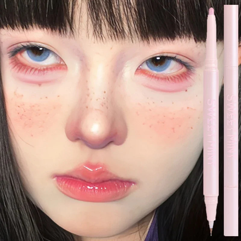 Double Head Matte Pink Lying Silkworm Pen Waterproof Lasting Natural Glitter Eyeshadow Pencil Korean Makeup Cosmetic 240624