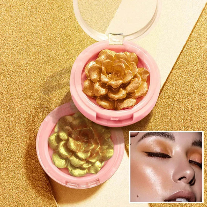 Exquisite Carving 3D Rose Highlighter Palette Cosmetic Face Contour Bronzer Shimmer Relief High Gloss Highlight Bright Makeup 240624