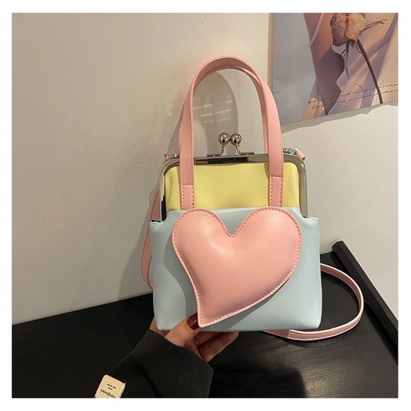 Heart Color Matching PU Square Shoulder and Crossbody Retro Fashion High Quality Hand Bags for Women 2024 Designer Style H6.25#34 ddmy 2a0e