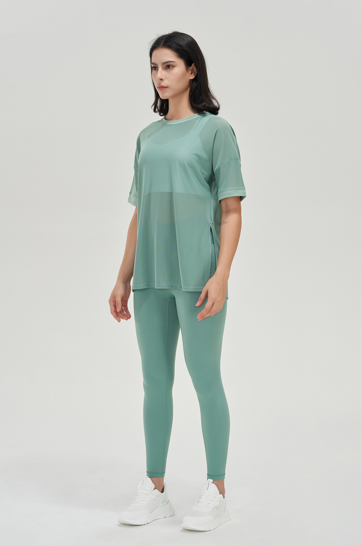 L43 Yoga Womens Mesh Shirt Womens Short Sleeve T Shirt Loose Breathable Sports Fitness DX43