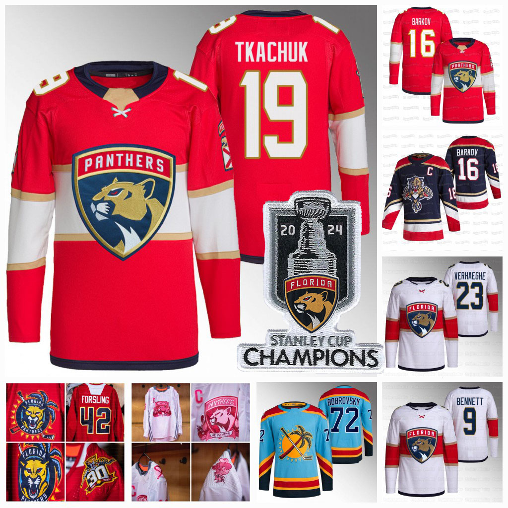 Matthew Tkachuk 2024 Stanley Cup Champions Florida Jerseys Panthers Sam Bennett Sergei Bobrovsky Aleksander Barkov Cousins Verhaeghe Reinhart Tarasenko