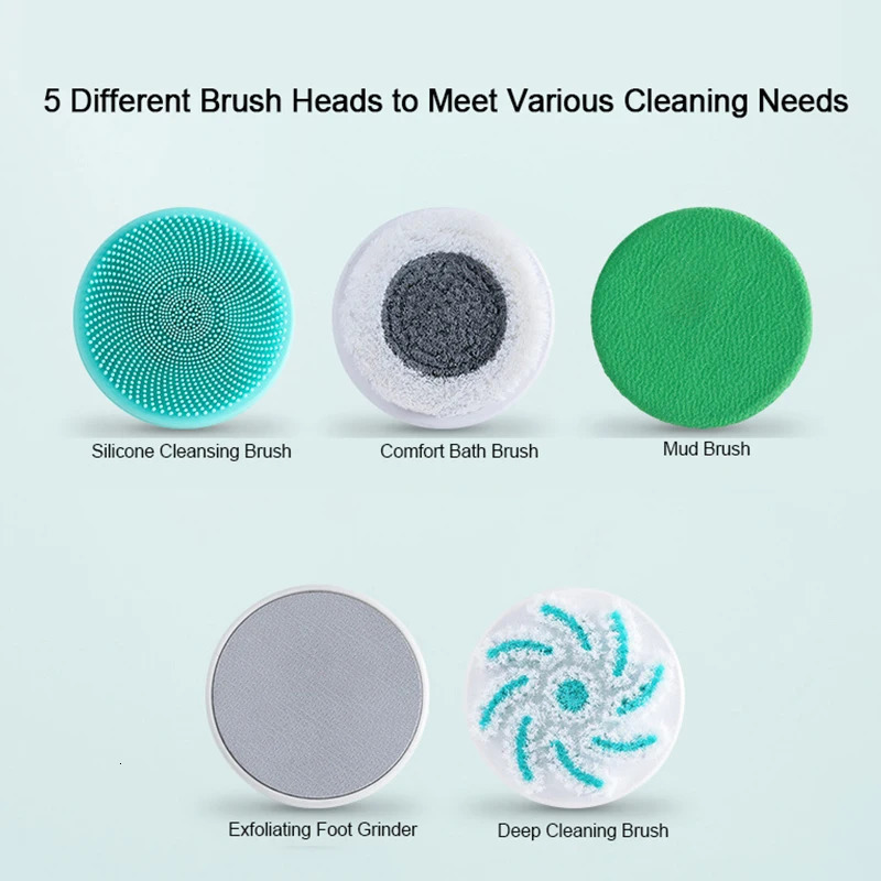 Electric Bath Brush Shower Cleaning Body Massage Brush Multifunctional Spinning Spa Brush Waterproof Long Handle Back Rubbing 240624